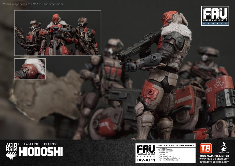Keiji, known as “Hiodoshi”, is one of the commanders of the Yamato Special Assault Unit, the Red Crow. Known as a master of the Kobudo one-sword style, he is also a specialist in Yabusame - the art of archery while on horseback - in addition to being a highly skilled pilot of the Winder lightweight Synchro exoArmor. His extensive expertise in various forms of combat has earned him the name Hiodoshi - the Red Devil Samurai.