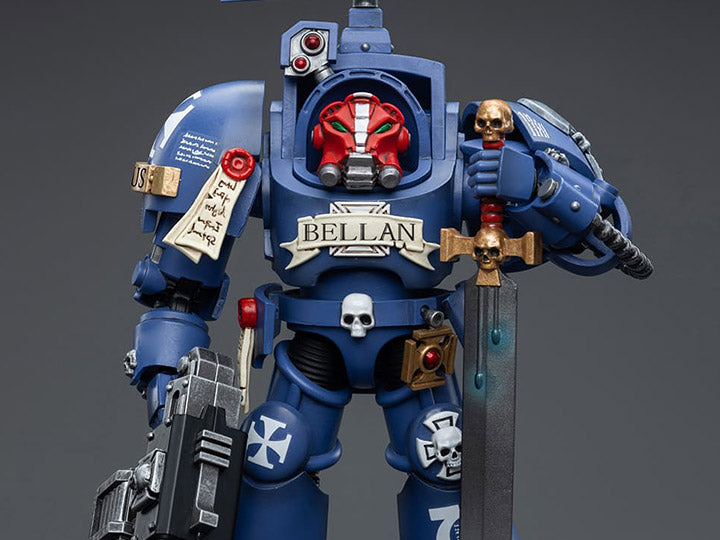 Joy Toy brings the Ultramarines to life with this Warhammer 40K 1/18 scale figure! Highly disciplined and courageous warriors, the Ultramarines have remained true to the teachings of their Primarch Roboute Guilliman for 10,000 standard years. Keeping watch over the Imperium, they personify the very spirit of the Adeptus Astartes. Each figure includes interchangeable hands and weapon accessories and stands between 4" and 6" tall.