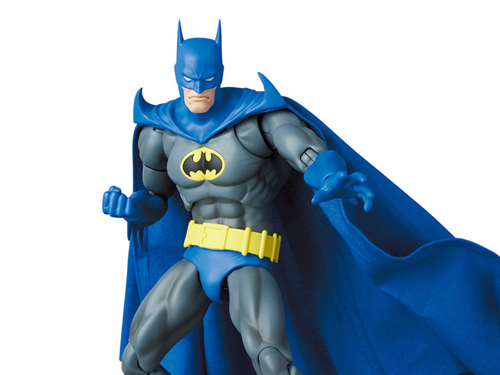 Based on the Batman: Knightfall storyline from DC Comics, this MAFEX Batman action figure is highly articulated with several features and accessories. Batman features a poseable wired fabric cape and 3 head portraits. Bane figure sold separately