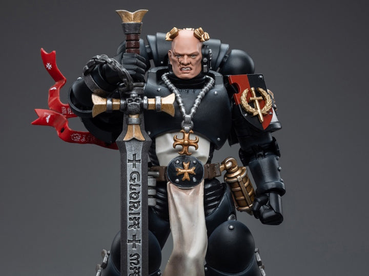 Joy Toy brings the Black Templars to life with this Warhammer 40K 1/18 scale figure! The Black Templars view the Emperor of Mankind as a literal god and have launched a crusade to enforce his reign. Converting entire worlds with the might of their massive battle fleet, their firepower is a match for any other Space Marine Chapter.