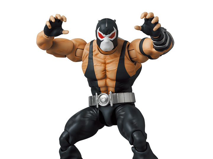 Based on the Batman: Knightfall storyline from DC Comics, this MAFEX Bane action figure is highly articulated with several features and accessories. Bane features a detailed sculpt and 2 head portraits. Batman figure sold separately