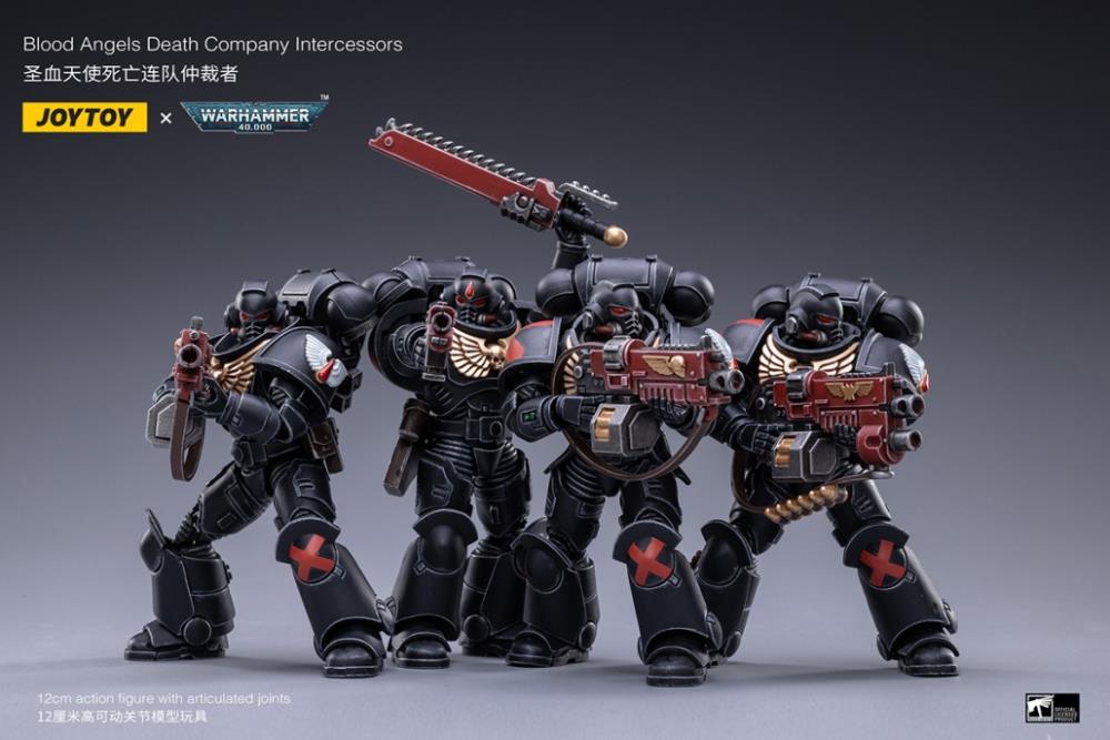 All boxes are factory sealed and items packed inside are not inspected. We cannot guarantee packaging condition of the individual items packed within the box. Joy Toy brings the Intercessors to life with this set of Warhammer 40K Blood Angels Intercessors box of 4 figures. The Blood Angels are the most feared and blood thirsty across the galaxy. Recreate the most important battles with this set of highly disciplined and courageous warriors.