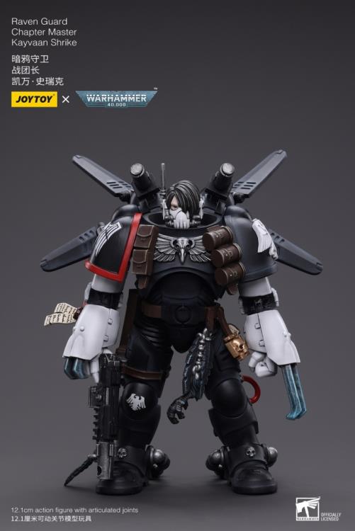 Masters of stealth and guerilla warfare, the Raven Guard chapter of Space Marines works covertly to support the Emperor. Patient and cunning to a fault, they overwhelm their opponents through shocking speed with devastating accuracy. Each figure typically includes interchangeable hands and weapon accessories and stands between 4" and 6" tall.