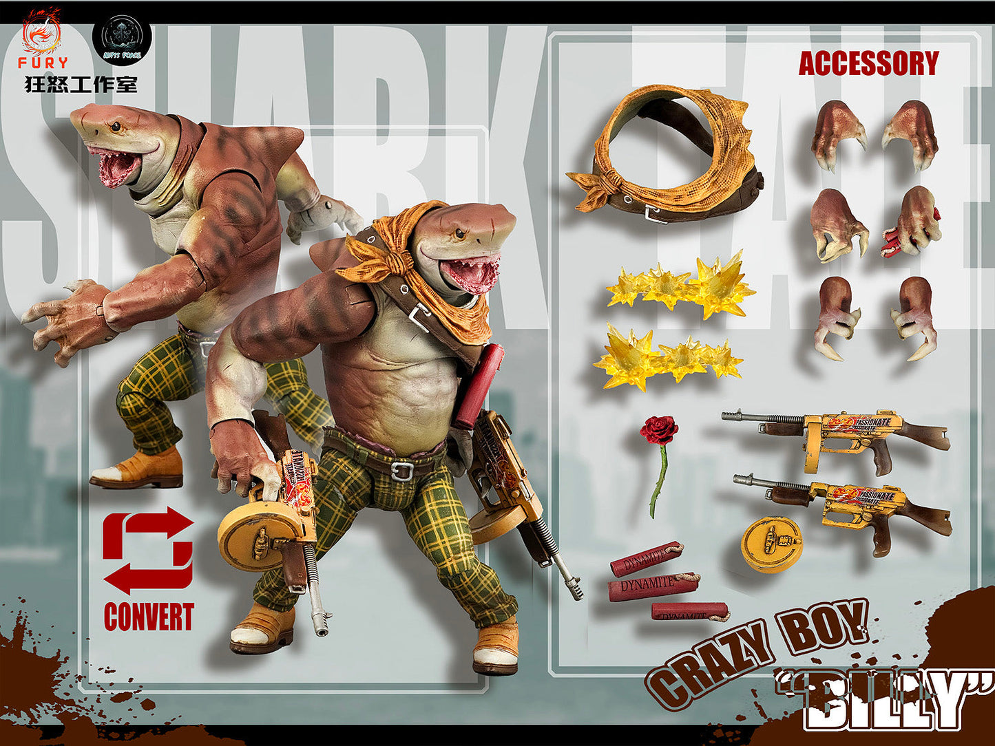 Fury Toys 1/12 Figure - Abyssal Power Shark Tale Wave 1 Crazy Boy Billy