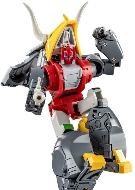 H63 Gorgo by Newage converts from a triceratops to a battling robot figure. This figure includes several accessories including a blaster, alternate hands, and an electricity effect part! With multiple points of articulation, this figure will make a great addition to any collection! Other figures shown not included