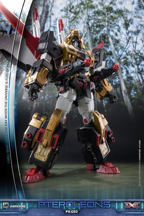 This transforming figure is ready for action! At over 10 inches tall, this figure has three forms: robot, lion and jet, which makes it an epic addition to any collection! Other robot figure shown not included (sold separately)
