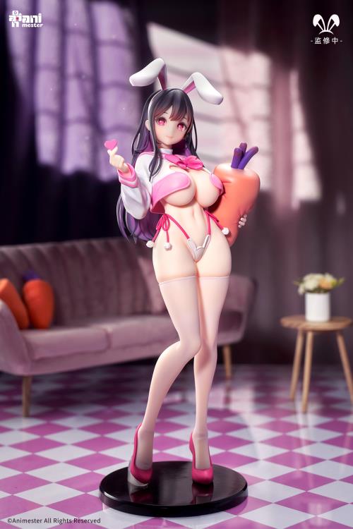 AniMester is proud to introduce a new 1/7 scale figure that will fit perfectly into your collection: the JK Bunny Sakura Uno Love Injection! The figure wears a pink and white top with bunny ears while holding a small heart and a large stuffed carrot.