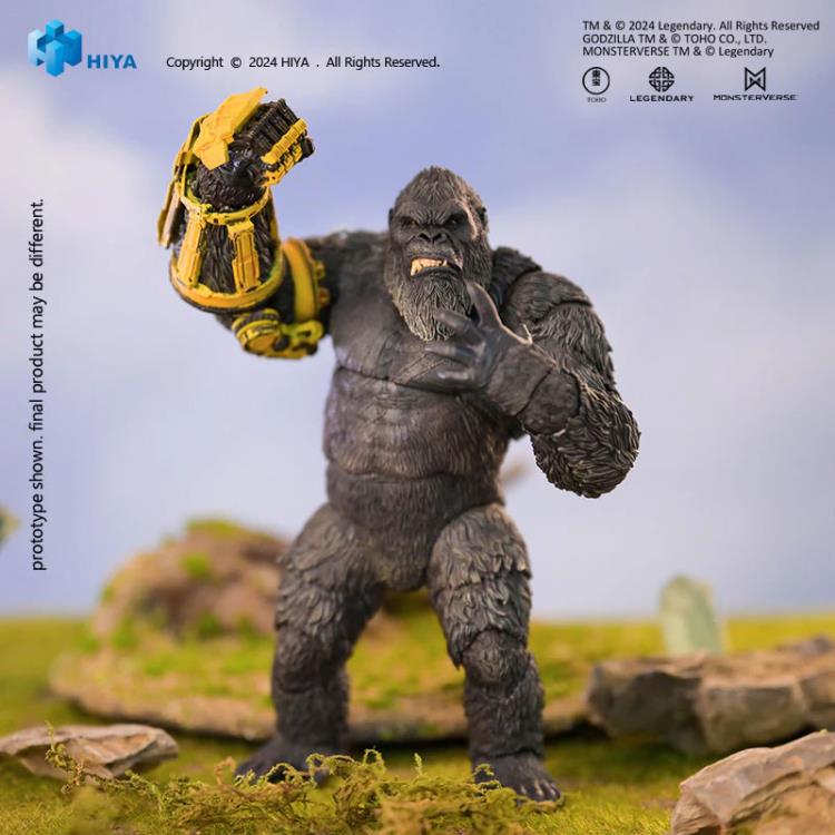 From Godzilla x Kong: The New Empire, Hiya Toys introduces the B.E.A.S.T. Glove Version of Kong, capturing the awe-inspiring presence of the great ape as he confronts a formidable new threat.
Standing at 6.2" tall, this highly detailed figure is crafted using original CG data, with multi-layered paint applications that bring his rugged fur, fierce eyes, and battle-worn chest to life. The B.E.A.S.T. Glove itself features a distressed, multi-layered finish, adding to its power and authenticity.