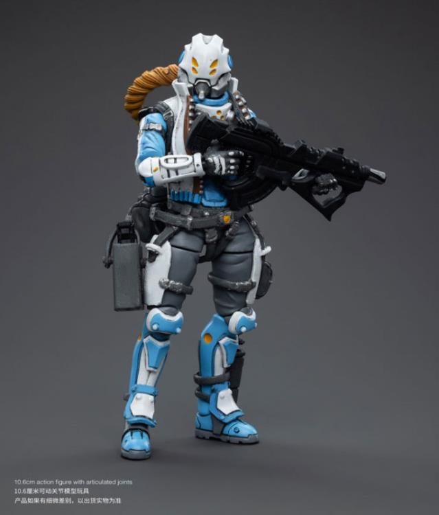 Joy Toy brings to the table a new series of figures, inspired after the tabletop wargame Infinity, published by Corvus Belli. This highly detailed 1/18 scale figure stands just over 4 inches tall and comes equipped with an arsenal of interchangeable parts and weapons. Add PanOceania Special Intervention and Recon Team Woman #1, along with other separately sold Infinity figures by Joy Toy, to your collection and build up your army for battle!