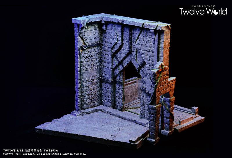 Take your figure display to the next level with this Abandoned Site platform. This base is presented in 1/12 scale and has been sculpted with fine detail and features beautiful paint applications. Figures pictured are not included. Underground Palace Dungeon TW2253B shown for reference and not included (sold separately).