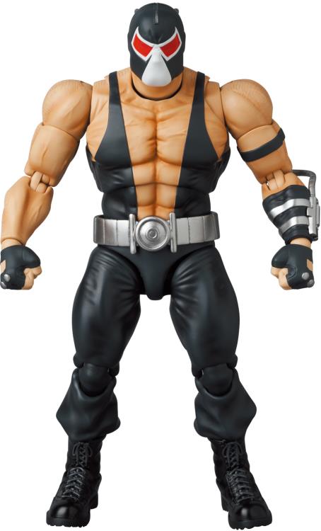 Based on the Batman: Knightfall storyline from DC Comics, this MAFEX Bane action figure is highly articulated with several features and accessories. Bane features a detailed sculpt and 2 head portraits. Batman figure sold separately