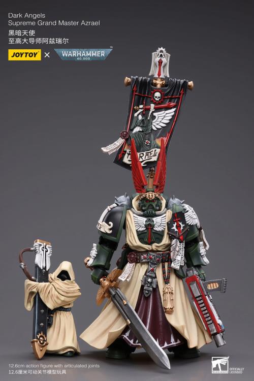 The Joy Toy Warhammer 40K Dark Angels Supreme Grand Master Azrael action figure is a highly detailed collectible, perfect for fans of the Warhammer 40K universe. This figure captures the essence of the character’s formidable presence, making it a must-have for collectors and enthusiasts alike.