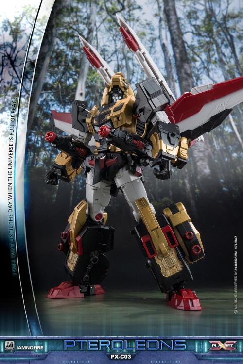 This transforming figure is ready for action! At over 10 inches tall, this figure has three forms: robot, lion and jet, which makes it an epic addition to any collection! Other robot figure shown not included (sold separately)