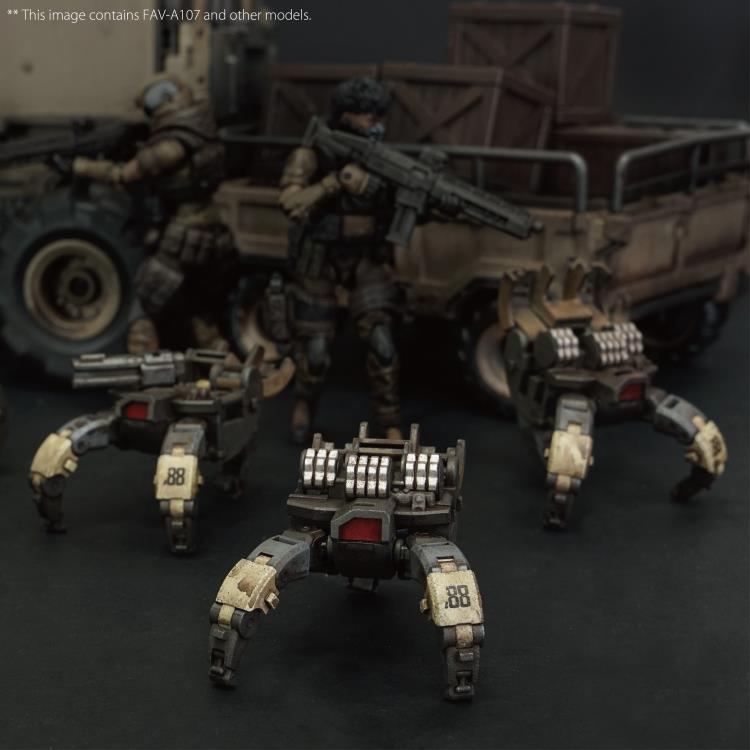 The Sand Laevis DD5s is a transformable drone with the ability to switch between remote control or intelligent exploration modes, and has both compact and expanded forms. In compact form, it has the ability to travel speedily by rolling in a barrel shape and can cover mines or traps on the road, thereby opening up a safe route for the convoy.