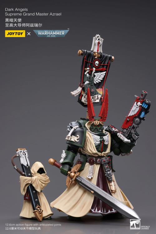 The Joy Toy Warhammer 40K Dark Angels Supreme Grand Master Azrael action figure is a highly detailed collectible, perfect for fans of the Warhammer 40K universe. This figure captures the essence of the character’s formidable presence, making it a must-have for collectors and enthusiasts alike.