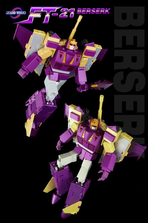 From Fans Toys comes FT-21 Berserk! This figure converts from a robot to a vehicle form and includes a blaster accessory. Be sure to add it to your collection! Other figures shown not included (sold separately)