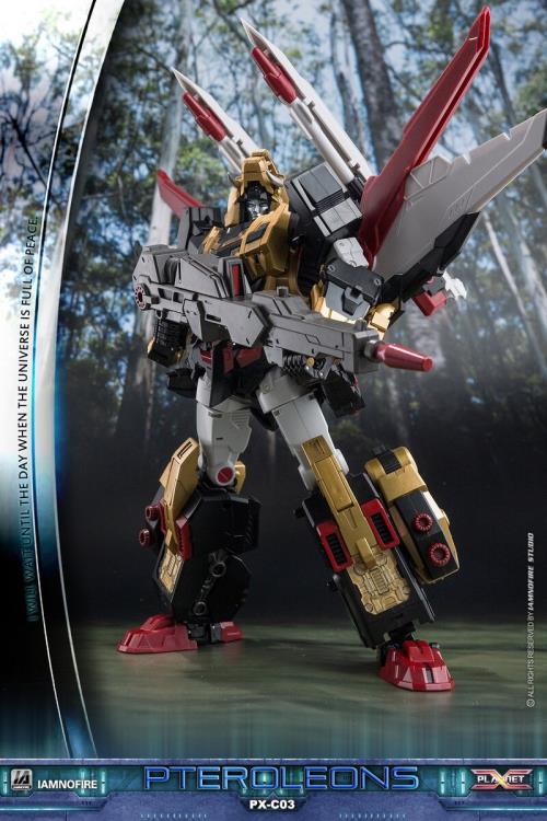 This transforming figure is ready for action! At over 10 inches tall, this figure has three forms: robot, lion and jet, which makes it an epic addition to any collection! Other robot figure shown not included (sold separately)