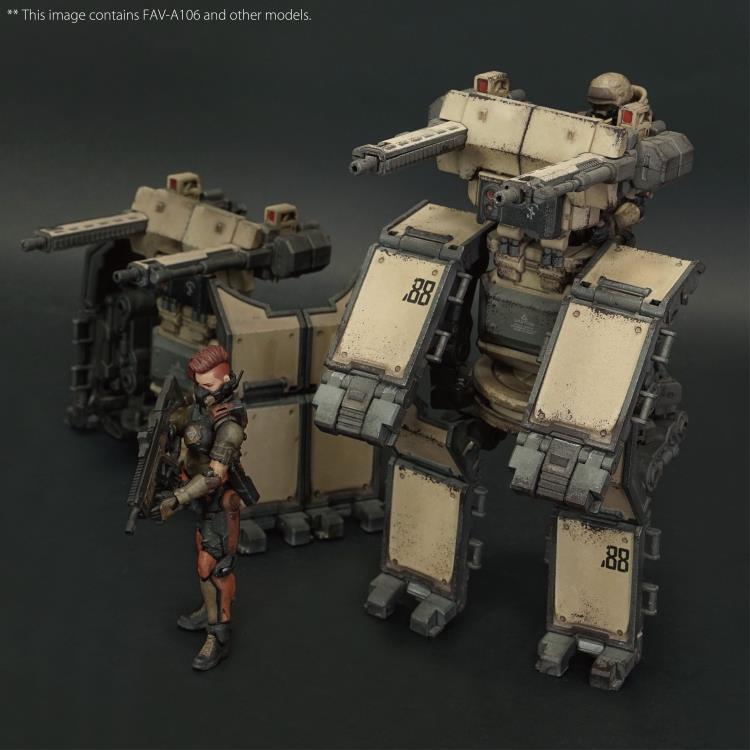 The Sand Waterstrider QM3s is an all-terrain quadrupedal vehicle able to operate autonomously or installed on a trailer pulled by an Ankylo truck, which then frees up Strider drivers to focus exclusively on unloading its heavy firepower turret, providing excellent suppressive fire when supporting the front lines.