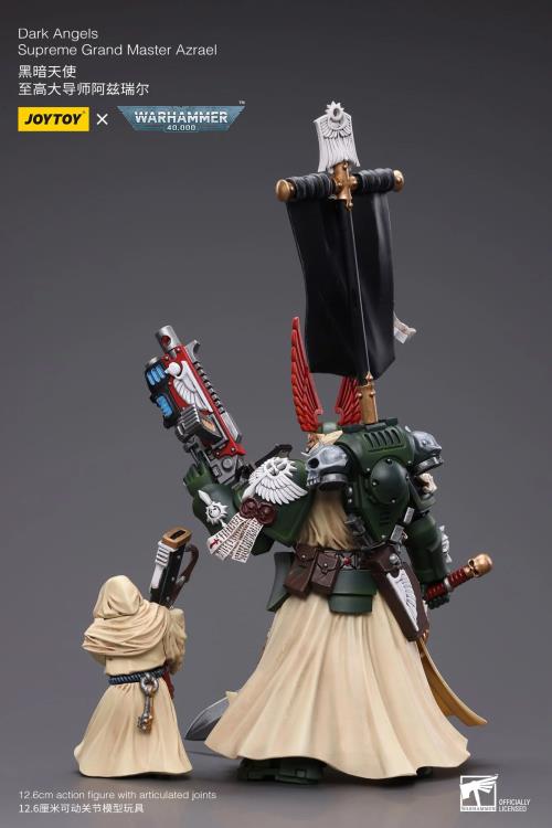 The Joy Toy Warhammer 40K Dark Angels Supreme Grand Master Azrael action figure is a highly detailed collectible, perfect for fans of the Warhammer 40K universe. This figure captures the essence of the character’s formidable presence, making it a must-have for collectors and enthusiasts alike.