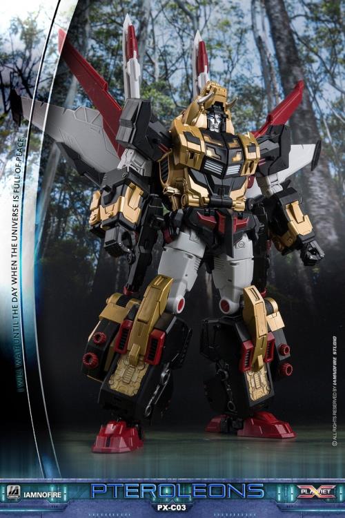 This transforming figure is ready for action! At over 10 inches tall, this figure has three forms: robot, lion and jet, which makes it an epic addition to any collection! Other robot figure shown not included (sold separately)
