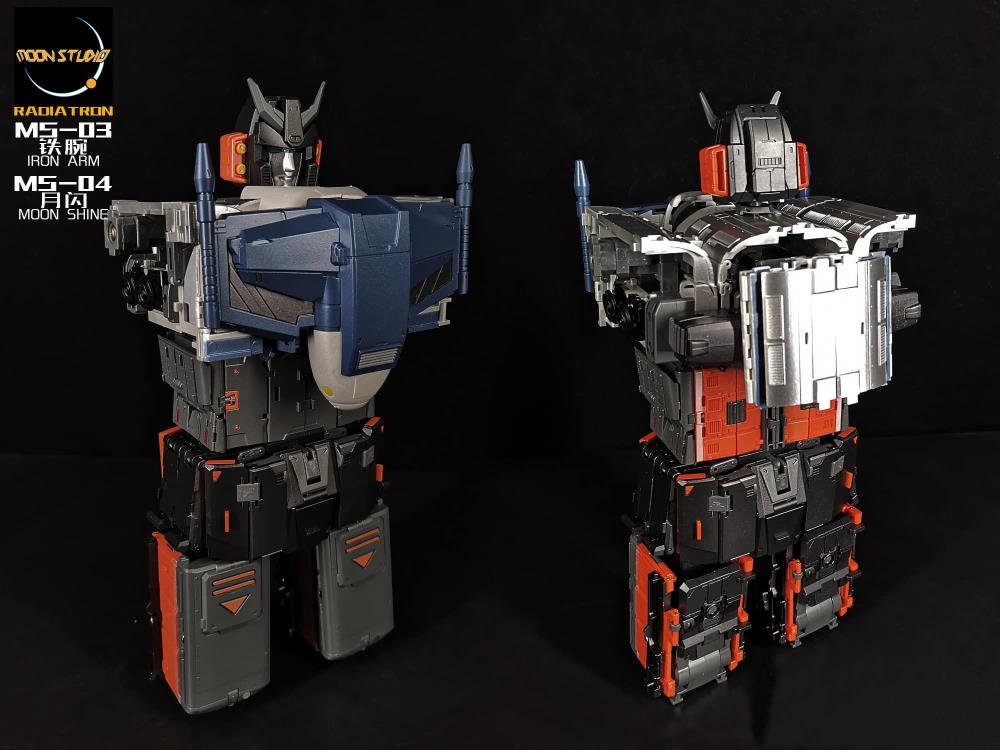 From Moon Studios comes a series of robot figures which transform from robots into different types of trains. The MSO3 Iron Arm figure transforms from a robot into a train. Collect transforming figures MSO1 through MSO6 and you can combine them to form Radiatron!