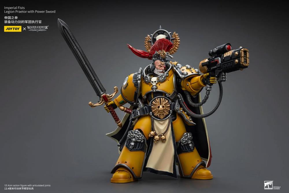 This Warhammer 40K Imperial Fists “The Horus Heresy” product line offers a compelling collection of action figures capturing the essence of the Imperial Fists Space Marine Legion during the pivotal era of “The Horus Heresy.” Meticulously crafted and intricately detailed, these figures showcase the iconic yellow and black color scheme of the Imperial Fists, symbolizing their stoic determination and unwavering loyalty to the Imperium of Man.