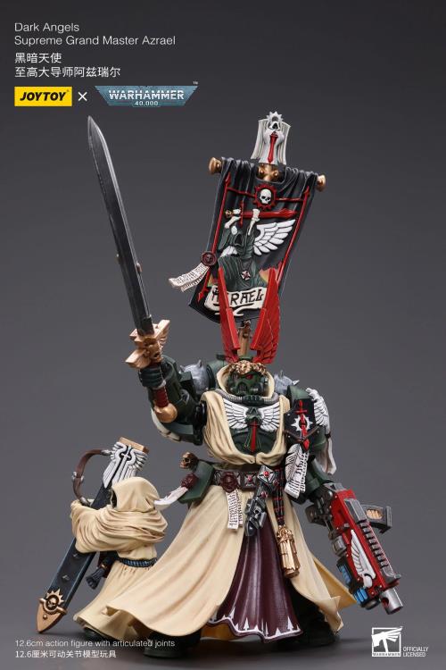 The Joy Toy Warhammer 40K Dark Angels Supreme Grand Master Azrael action figure is a highly detailed collectible, perfect for fans of the Warhammer 40K universe. This figure captures the essence of the character’s formidable presence, making it a must-have for collectors and enthusiasts alike.