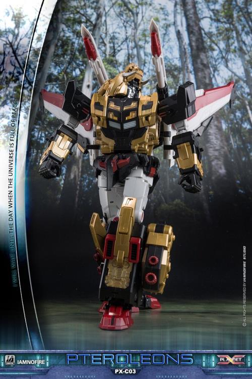 This transforming figure is ready for action! At over 10 inches tall, this figure has three forms: robot, lion and jet, which makes it an epic addition to any collection! Other robot figure shown not included (sold separately)