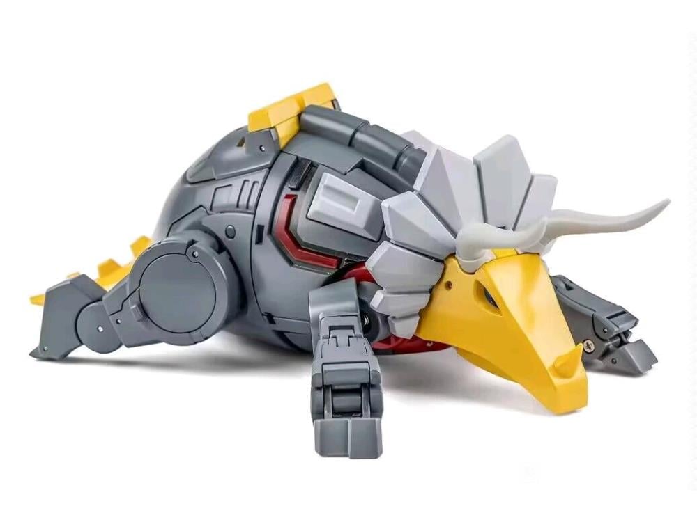 H63 Gorgo by Newage converts from a triceratops to a battling robot figure. This figure includes several accessories including a blaster, alternate hands, and an electricity effect part! With multiple points of articulation, this figure will make a great addition to any collection! Other figures shown not included