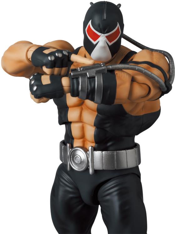 Based on the Batman: Knightfall storyline from DC Comics, this MAFEX Bane action figure is highly articulated with several features and accessories. Bane features a detailed sculpt and 2 head portraits. Batman figure sold separately