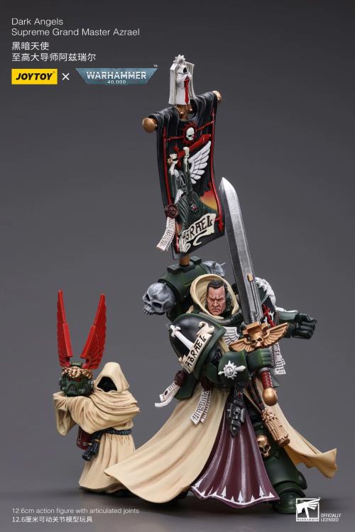 The Joy Toy Warhammer 40K Dark Angels Supreme Grand Master Azrael action figure is a highly detailed collectible, perfect for fans of the Warhammer 40K universe. This figure captures the essence of the character’s formidable presence, making it a must-have for collectors and enthusiasts alike.