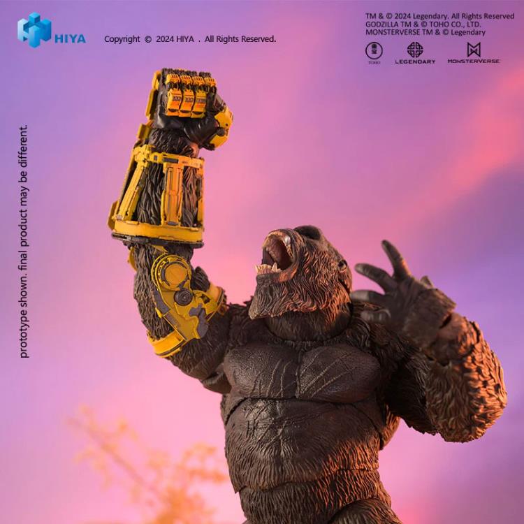 From Godzilla x Kong: The New Empire, Hiya Toys introduces the B.E.A.S.T. Glove Version of Kong, capturing the awe-inspiring presence of the great ape as he confronts a formidable new threat.
Standing at 6.2" tall, this highly detailed figure is crafted using original CG data, with multi-layered paint applications that bring his rugged fur, fierce eyes, and battle-worn chest to life. The B.E.A.S.T. Glove itself features a distressed, multi-layered finish, adding to its power and authenticity.