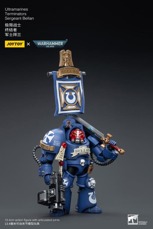 Joy Toy brings the Ultramarines to life with this Warhammer 40K 1/18 scale figure! Highly disciplined and courageous warriors, the Ultramarines have remained true to the teachings of their Primarch Roboute Guilliman for 10,000 standard years. Keeping watch over the Imperium, they personify the very spirit of the Adeptus Astartes. Each figure includes interchangeable hands and weapon accessories and stands between 4" and 6" tall.