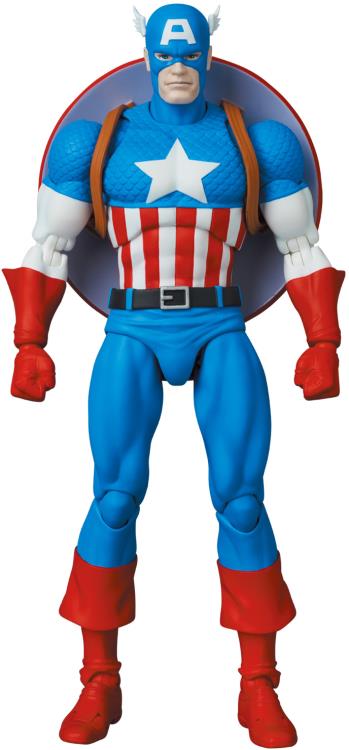 Captain America, as he appeared in the Marvel comics, leaps into Medicom's MAFEX action figure lineup! This Captain America comic figure stands over 6 inches tall, and includes 3 different head sculpts and multiple pairs of hands.