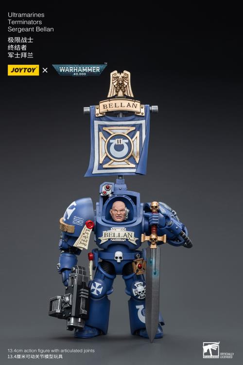 Joy Toy brings the Ultramarines to life with this Warhammer 40K 1/18 scale figure! Highly disciplined and courageous warriors, the Ultramarines have remained true to the teachings of their Primarch Roboute Guilliman for 10,000 standard years. Keeping watch over the Imperium, they personify the very spirit of the Adeptus Astartes. Each figure includes interchangeable hands and weapon accessories and stands between 4" and 6" tall.