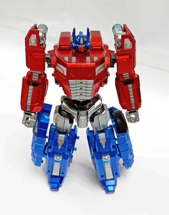 Picture shown for reference. New metallic paint will be used. From Planet X, PX-10C Jupiter transforms from a battling robot to a futuristic vehicle. It features a metallic paint finish.