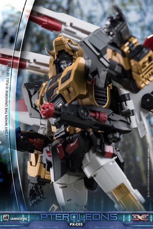 This transforming figure is ready for action! At over 10 inches tall, this figure has three forms: robot, lion and jet, which makes it an epic addition to any collection! Other robot figure shown not included (sold separately)