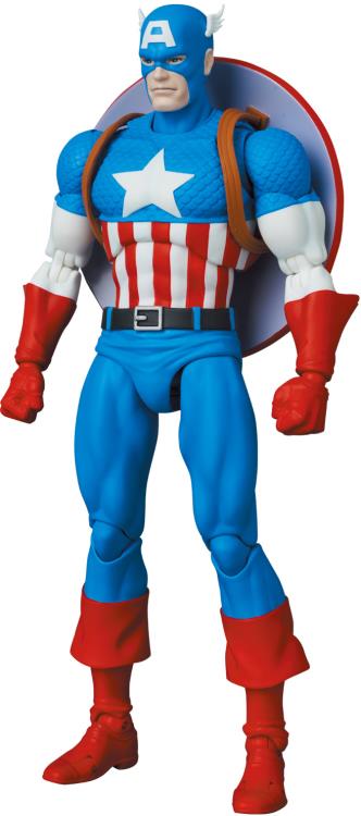 Captain America, as he appeared in the Marvel comics, leaps into Medicom's MAFEX action figure lineup! This Captain America comic figure stands over 6 inches tall, and includes 3 different head sculpts and multiple pairs of hands.