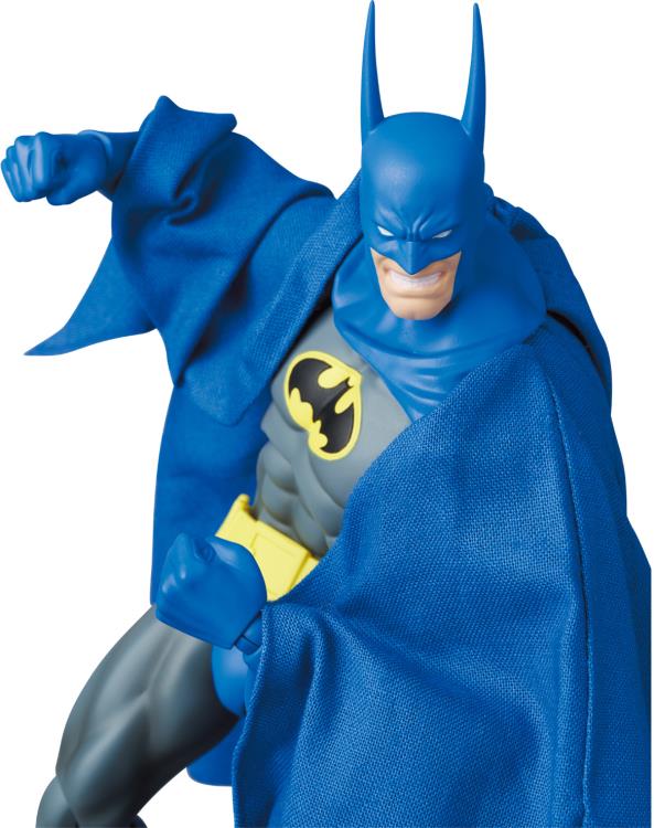 Based on the Batman: Knightfall storyline from DC Comics, this MAFEX Batman action figure is highly articulated with several features and accessories. Batman features a poseable wired fabric cape and 3 head portraits. Bane figure sold separately