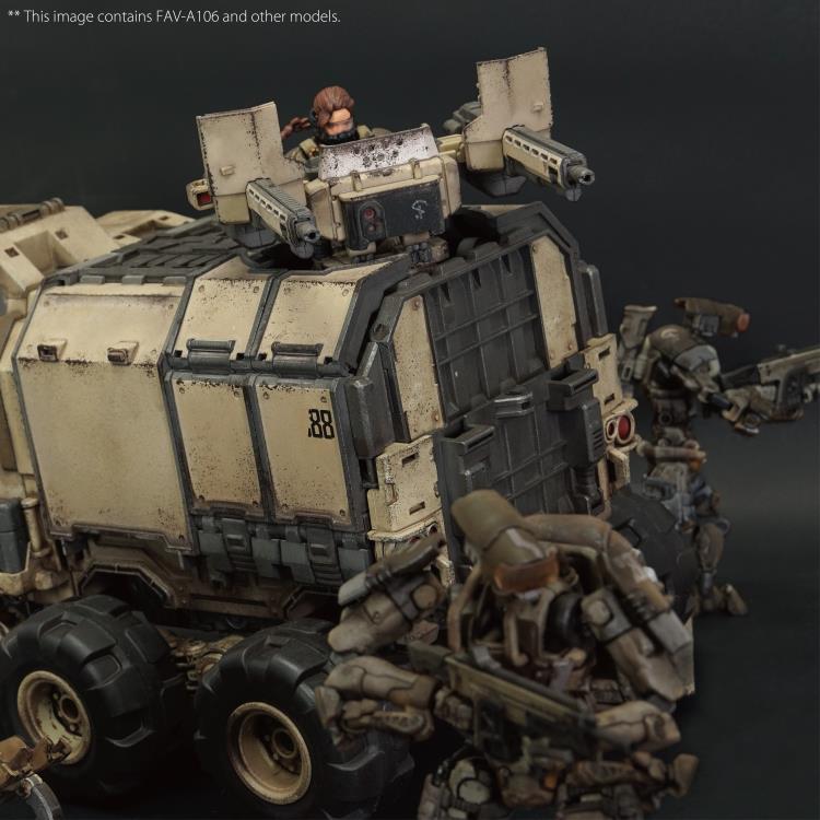 The Sand Waterstrider QM3s is an all-terrain quadrupedal vehicle able to operate autonomously or installed on a trailer pulled by an Ankylo truck, which then frees up Strider drivers to focus exclusively on unloading its heavy firepower turret, providing excellent suppressive fire when supporting the front lines.