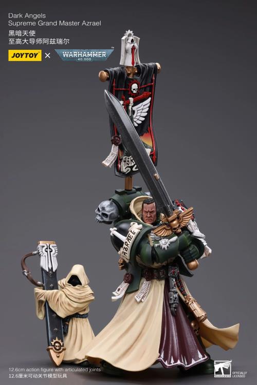 The Joy Toy Warhammer 40K Dark Angels Supreme Grand Master Azrael action figure is a highly detailed collectible, perfect for fans of the Warhammer 40K universe. This figure captures the essence of the character’s formidable presence, making it a must-have for collectors and enthusiasts alike.