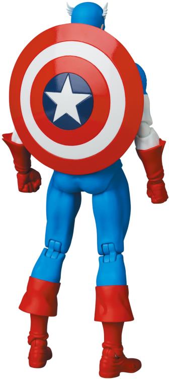Captain America, as he appeared in the Marvel comics, leaps into Medicom's MAFEX action figure lineup! This Captain America comic figure stands over 6 inches tall, and includes 3 different head sculpts and multiple pairs of hands.