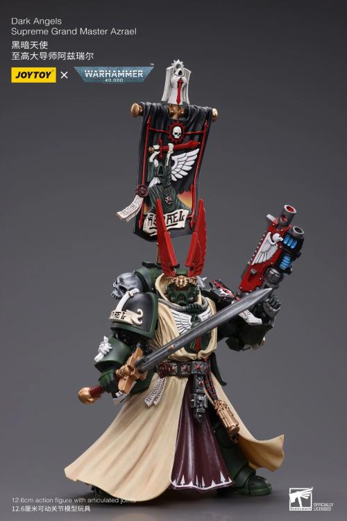 The Joy Toy Warhammer 40K Dark Angels Supreme Grand Master Azrael action figure is a highly detailed collectible, perfect for fans of the Warhammer 40K universe. This figure captures the essence of the character’s formidable presence, making it a must-have for collectors and enthusiasts alike.