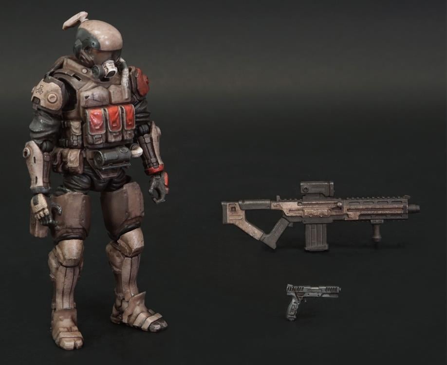 Within the notorious Yamato Gray Zone, known for its heavy acid rain contamination, nuclear fallout, and continuous volcanic eruptions - some of the worst pollution in the world - the Red Crow Hazmat Ronin remain faithful in their allegiance to the Cabinet and Republic. Their enemies include not only the terrorists raging in the hazard zones, but also bandits equipped with CBRN weapons.