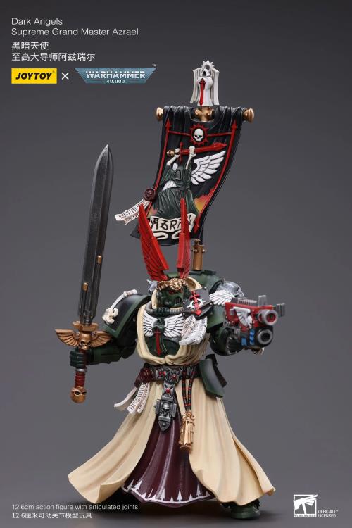 The Joy Toy Warhammer 40K Dark Angels Supreme Grand Master Azrael action figure is a highly detailed collectible, perfect for fans of the Warhammer 40K universe. This figure captures the essence of the character’s formidable presence, making it a must-have for collectors and enthusiasts alike.