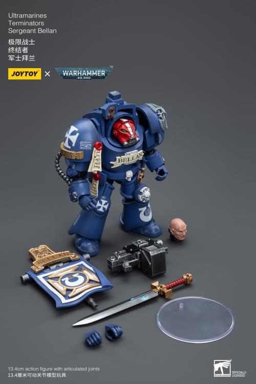 Joy Toy brings the Ultramarines to life with this Warhammer 40K 1/18 scale figure! Highly disciplined and courageous warriors, the Ultramarines have remained true to the teachings of their Primarch Roboute Guilliman for 10,000 standard years. Keeping watch over the Imperium, they personify the very spirit of the Adeptus Astartes. Each figure includes interchangeable hands and weapon accessories and stands between 4" and 6" tall.