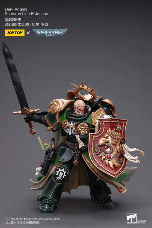 The Joy Toy Warhammer 40K Dark Angels Primarch Lion El‘Jonson action figure is a highly detailed collectible, perfect for fans of the Warhammer 40K universe. This figure captures the essence of the character’s formidable presence, making it a must-have for collectors and enthusiasts alike.
