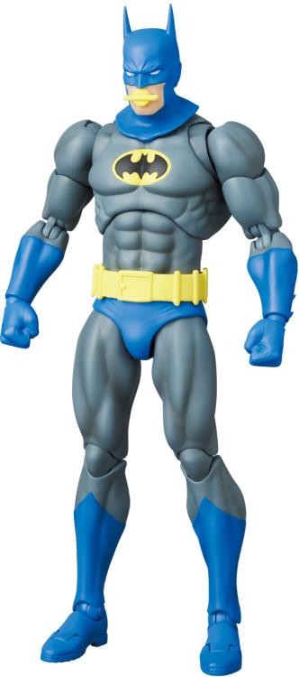 Based on the Batman: Knightfall storyline from DC Comics, this MAFEX Batman action figure is highly articulated with several features and accessories. Batman features a poseable wired fabric cape and 3 head portraits. Bane figure sold separately