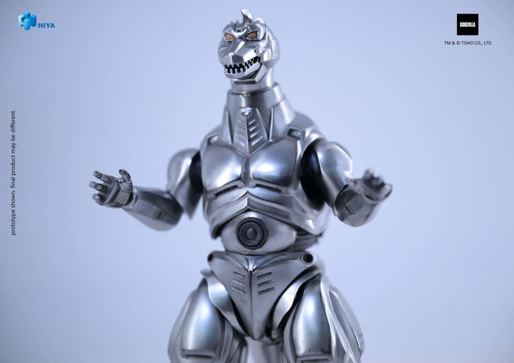 The ultimate anti-Kaiju weapon has arrived! Mechagodzilla from Godzilla vs. Mechagodzilla (1993) joins the Hiya Exquisite Basic series, faithfully capturing its on-screen design with intricate metallic gold paint and screen-accurate details.
Standing 8.2" tall, this articulated figure features multiple joints for dynamic posing. Accessories include a pair of replacement hands and two G-Crusher units, perfect for recreating iconic battle scenes.