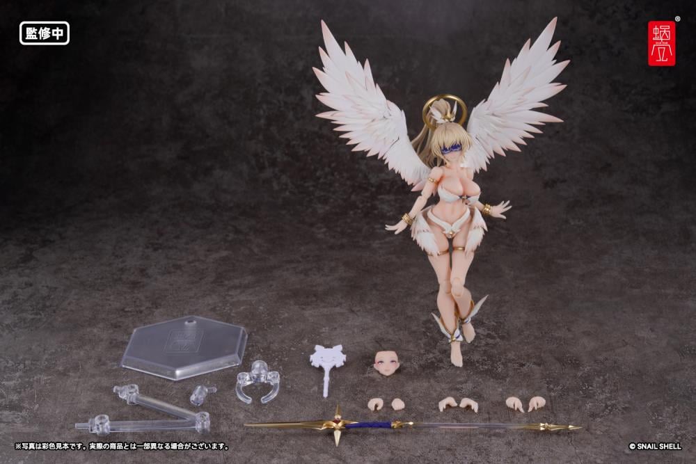 Add to your figure collection with the Angel Angela 1/12 scale action figure by Snail Shell. This figure displays Angel Angela with a golden halo and a spear. Angela is fully articulated for creating a variety of poses, along with including additional parts and accessories to customize the figure. Be sure to add it to your collection!